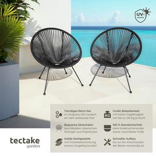 Tectake Lot de 2 chaises de jardin pliantes SANTANA Design rétro dans le style acapulco  
