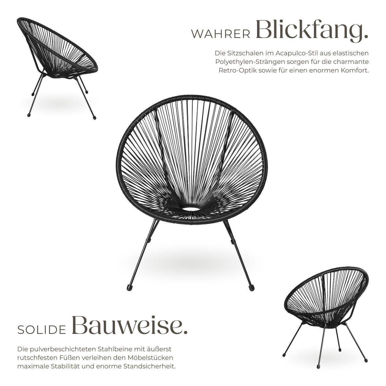 Tectake Lot de 2 chaises de jardin pliantes SANTANA Design rétro dans le style acapulco  