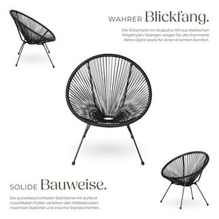 Tectake Lot de 2 chaises de jardin pliantes SANTANA Design rétro dans le style acapulco  