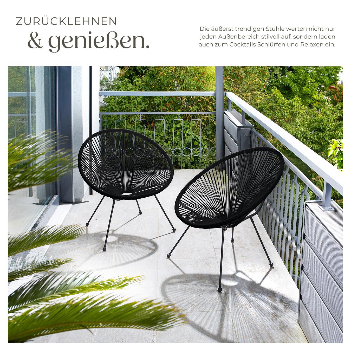 Tectake Lot de 2 chaises de jardin pliantes SANTANA Design rétro dans le style acapulco  