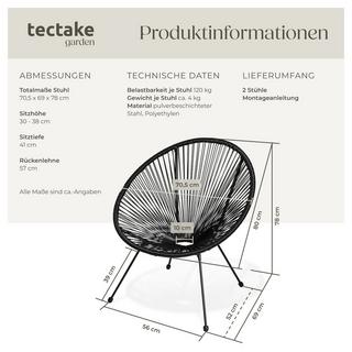 Tectake Lot de 2 chaises de jardin pliantes SANTANA Design rétro dans le style acapulco  