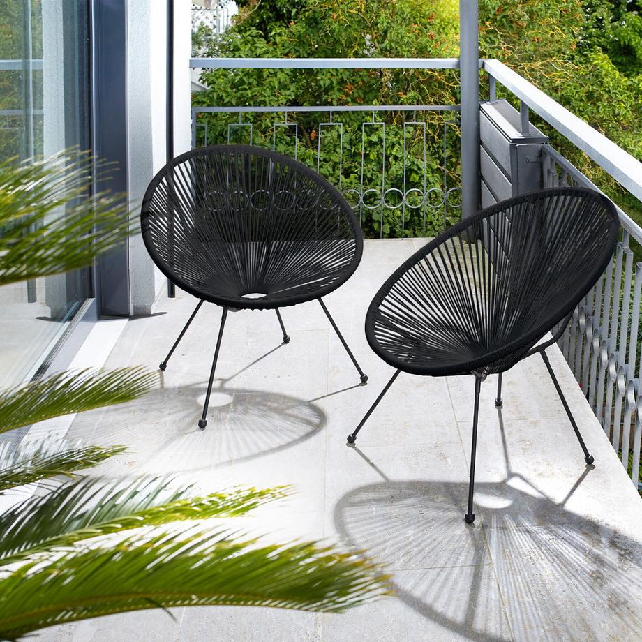 Tectake Set di 2 sedie da giardino Santana  Design retrò in stile Acapulco  