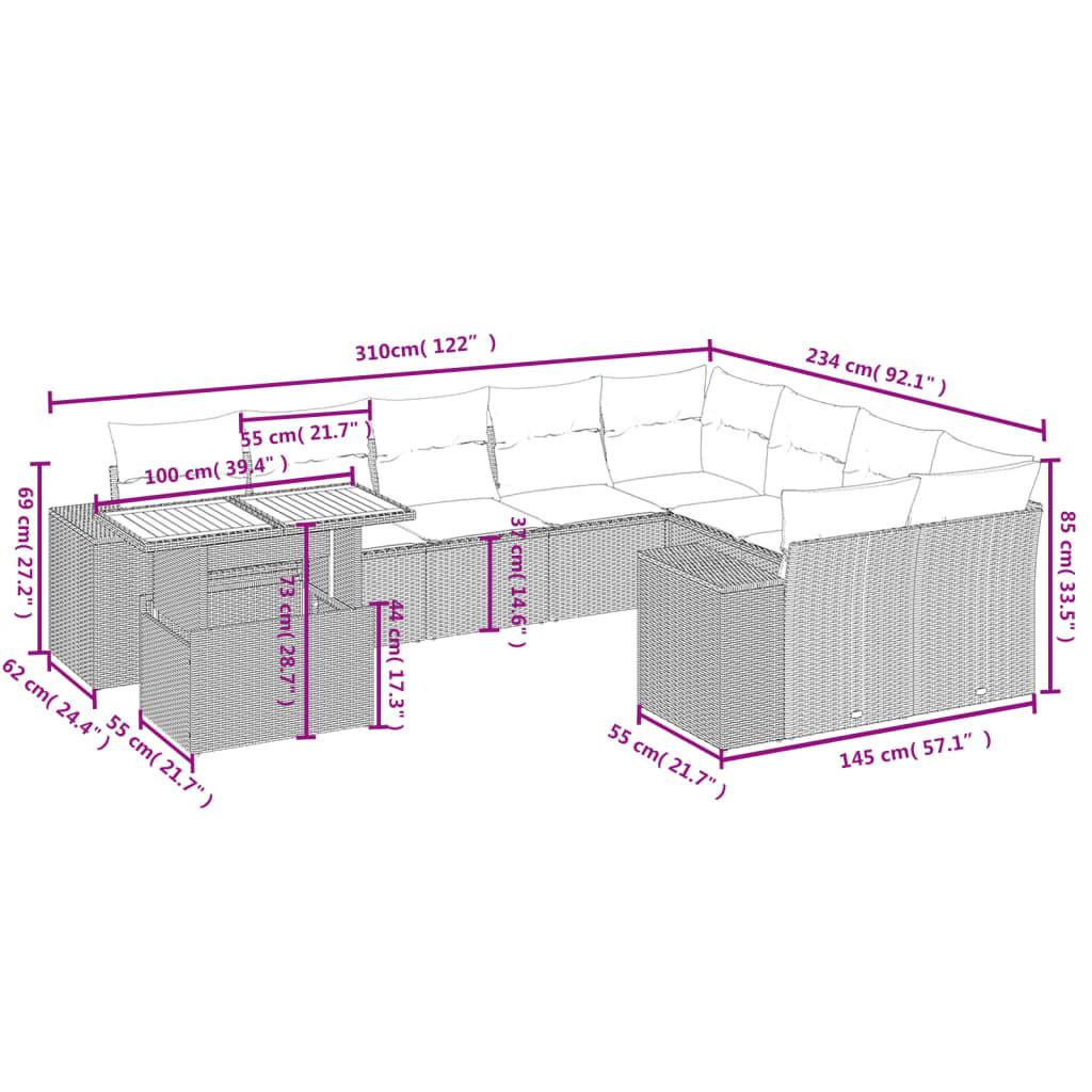 VidaXL Ensemble de canapés de jardin rotin synthétique  