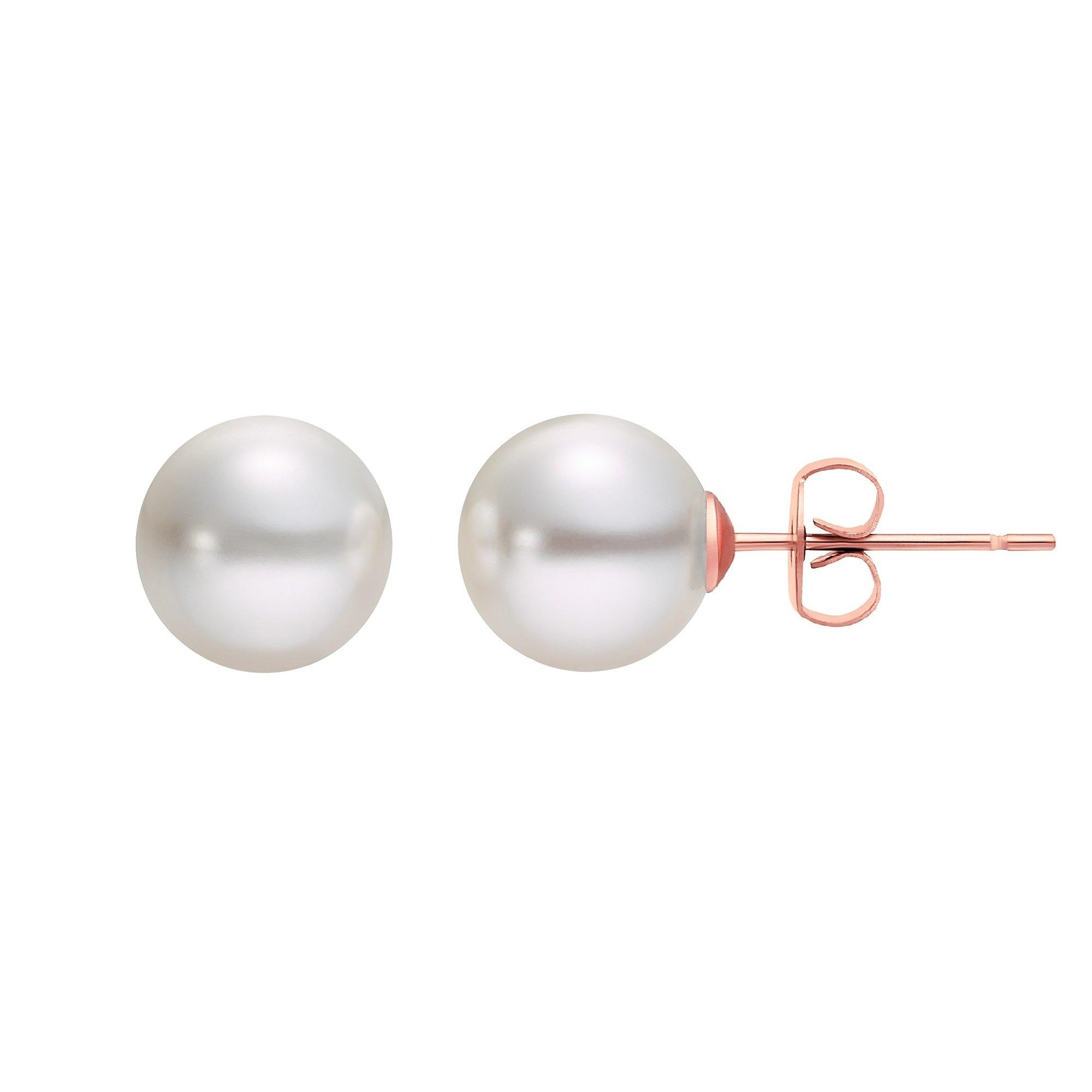 Image of Ohrstecker Rose Goldfarben Damen Weiss 10cm