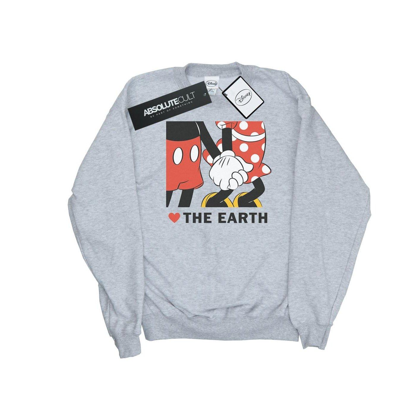 Image of Mickey Mouse Heart The Earth Sweatshirt Herren Grau M