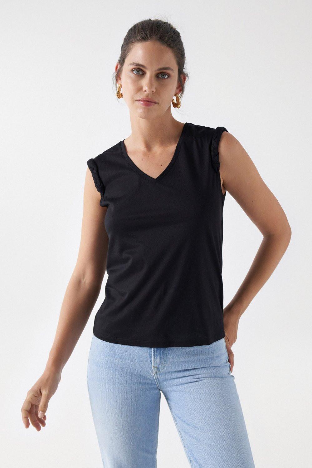 Image of Tops Braided Detailed Top Damen Schwarz S