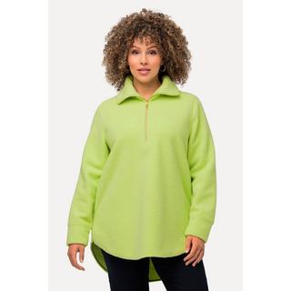 Ulla Popken  Sweat-shirt en polaire à col montant et manches longues, fermeture à glissière - silhouette en A 