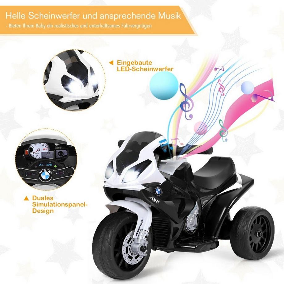 B2X  Moto pour enfants Véhicule pour enfants 6v Véhicule pour enfants 6v avec musique 66 x 37 x 44,5 cm noir + blanc 