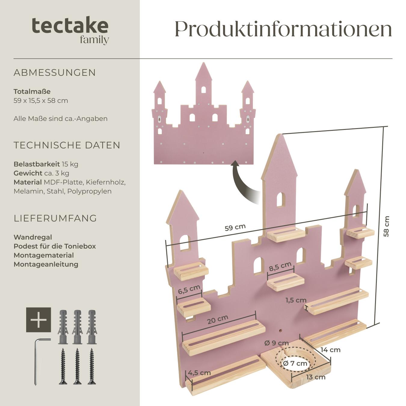 Tectake Wandregal MyLittleStory Princess Castle für bis zu 22 Tonies  