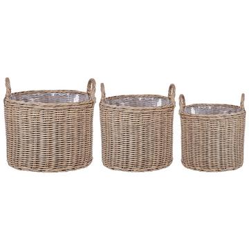 Set di 3 vasi per piante en Rattan sintetico Rustico PENDULA