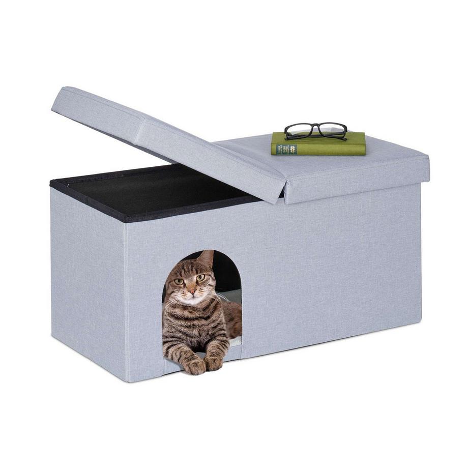 B2X  Cache-chat gris avec couvercle 