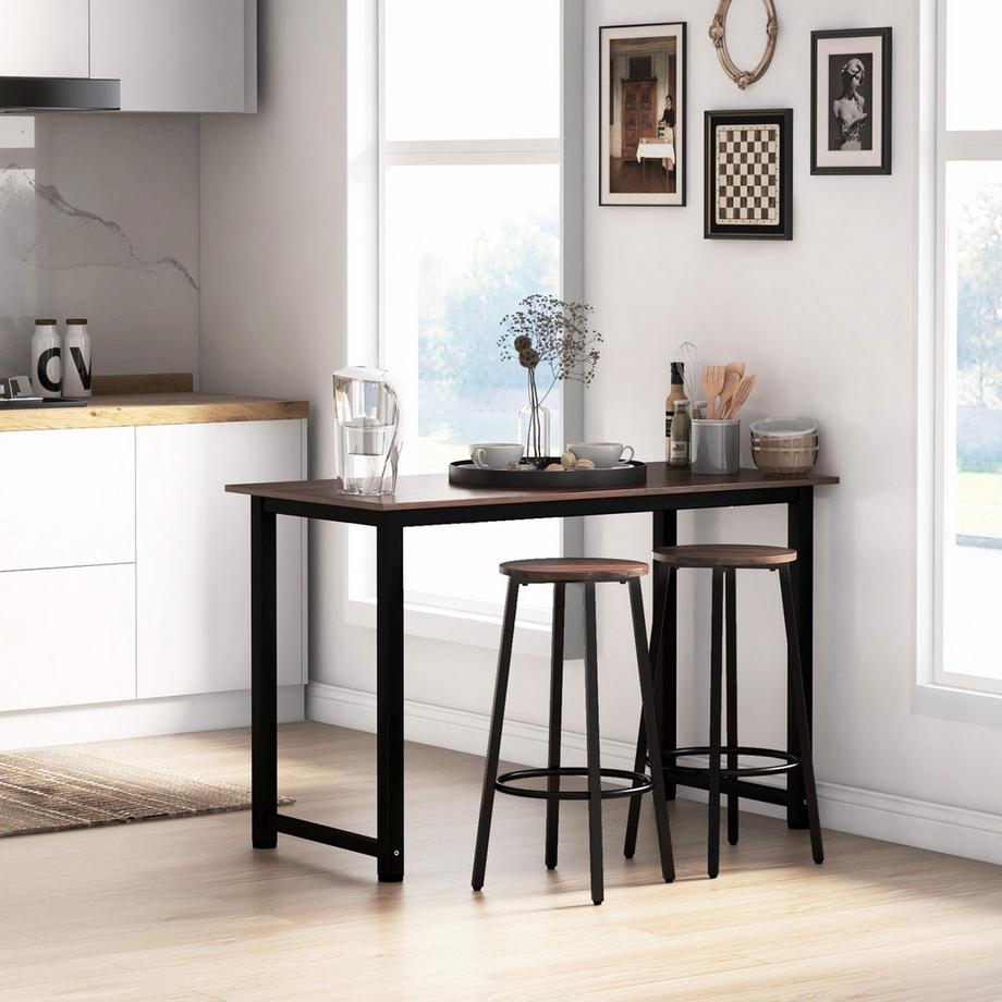 Northio  Barhocker, 2Er-Set Barstühle Mit Fußstütze, Tresenhocker Mit Stahlgestell, Tresenstuhl Im Industriedesign, Küchenstuhl, Rustikales Braun 