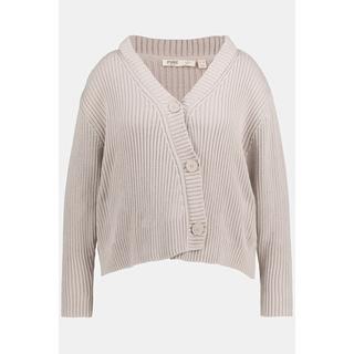 Ulla Popken  Cardigan, tricot bord-côte, décolleté en V, coton bio 