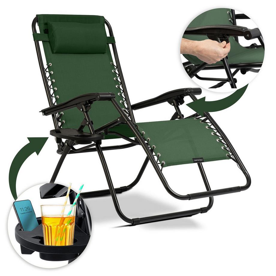 B2X Klappbare Gartenliege mit Kissen  