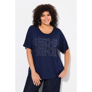 Ulla Popken  T-shirt oversize à manches courtes, col rond et message imprimé 