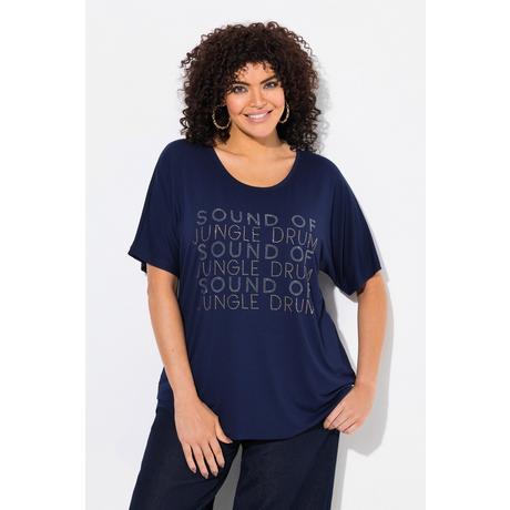 Ulla Popken  T-shirt oversize à manches courtes, col rond et message imprimé 