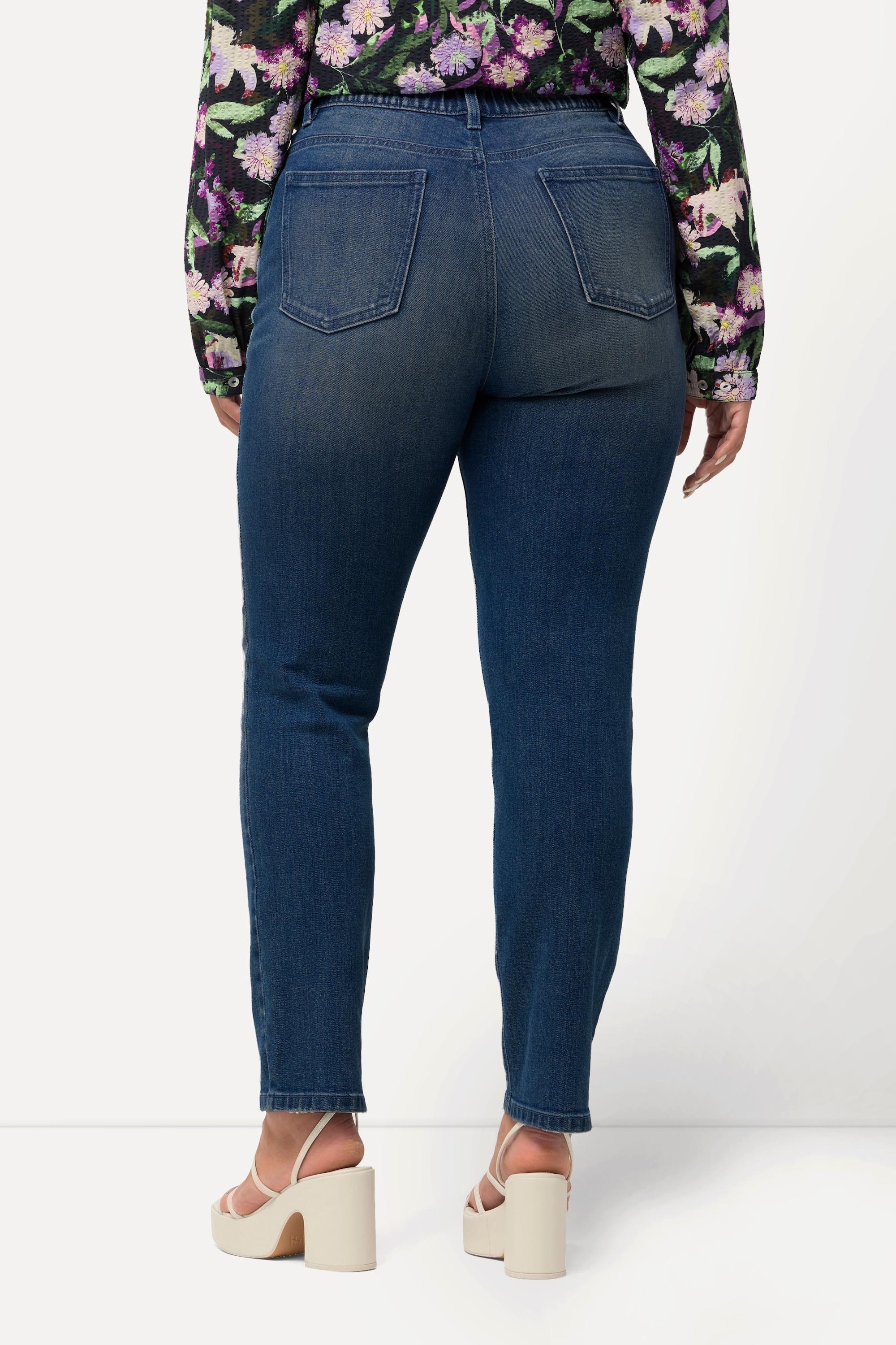 Ulla Popken  Jeans modello Sammy con gamba aderente ed effetto sdrucito 