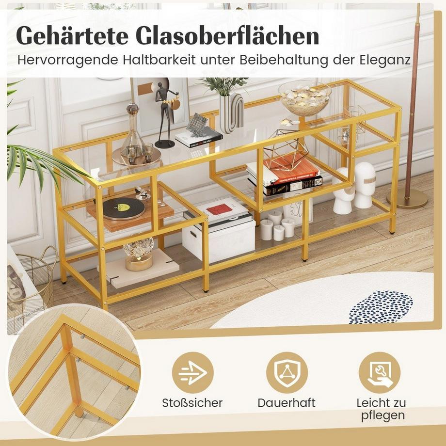 Northix  TV-Schrank Fernsehtisch für Fernseher bis zu 65 Zoll TV-Tisch Gold 147 x 40 x 62 cm 