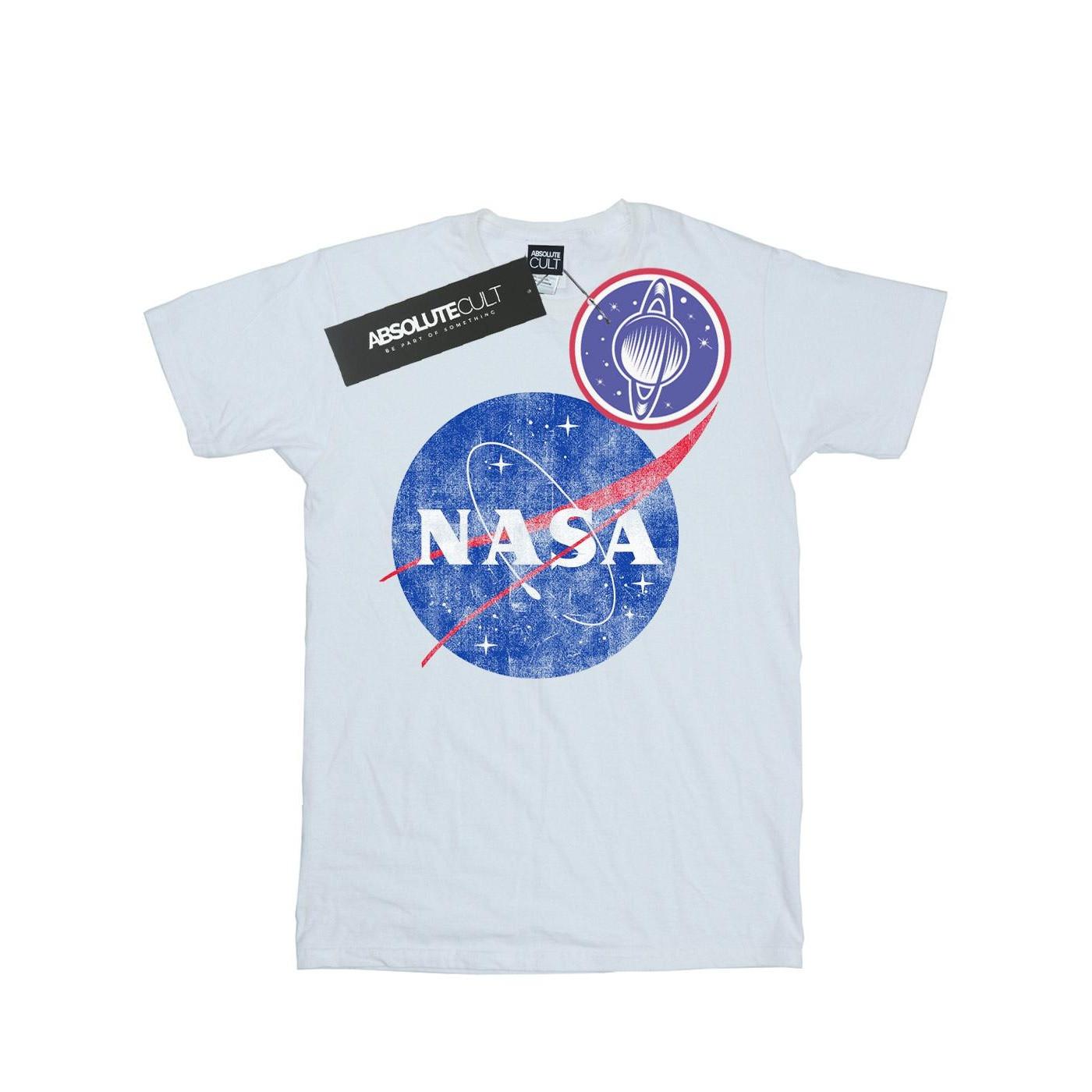 Image of Classic Insignia Logo Distressed Tshirt Mädchen Weiss 152-158