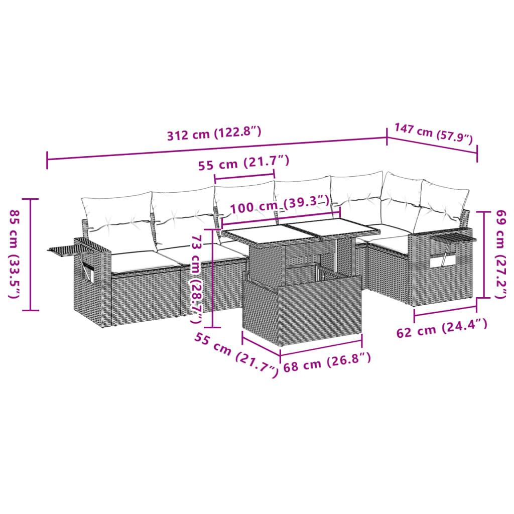 VidaXL set divano da giardino Polirattan  