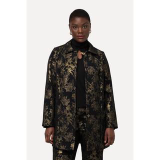 Ulla Popken  Giacca in jacquard con design dorato, collo da camicia e maniche lunghe 