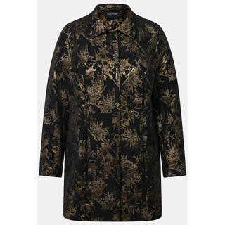 Ulla Popken  Giacca in jacquard con design dorato, collo da camicia e maniche lunghe 