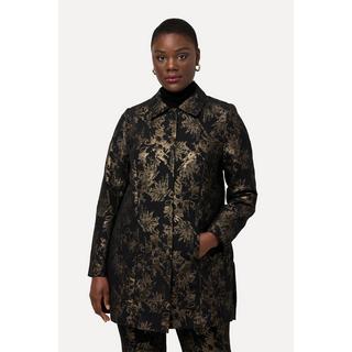 Ulla Popken  Giacca in jacquard con design dorato, collo da camicia e maniche lunghe 