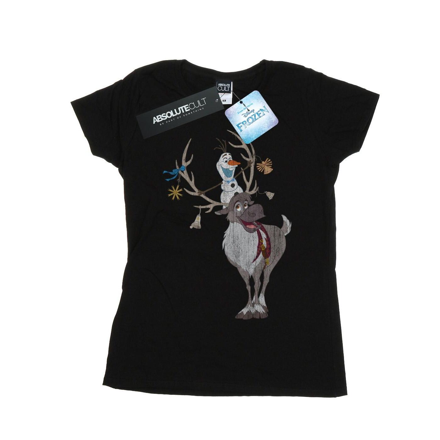 Image of Frozen Sven And Olaf Christmas Ornaments Tshirt Damen Schwarz S