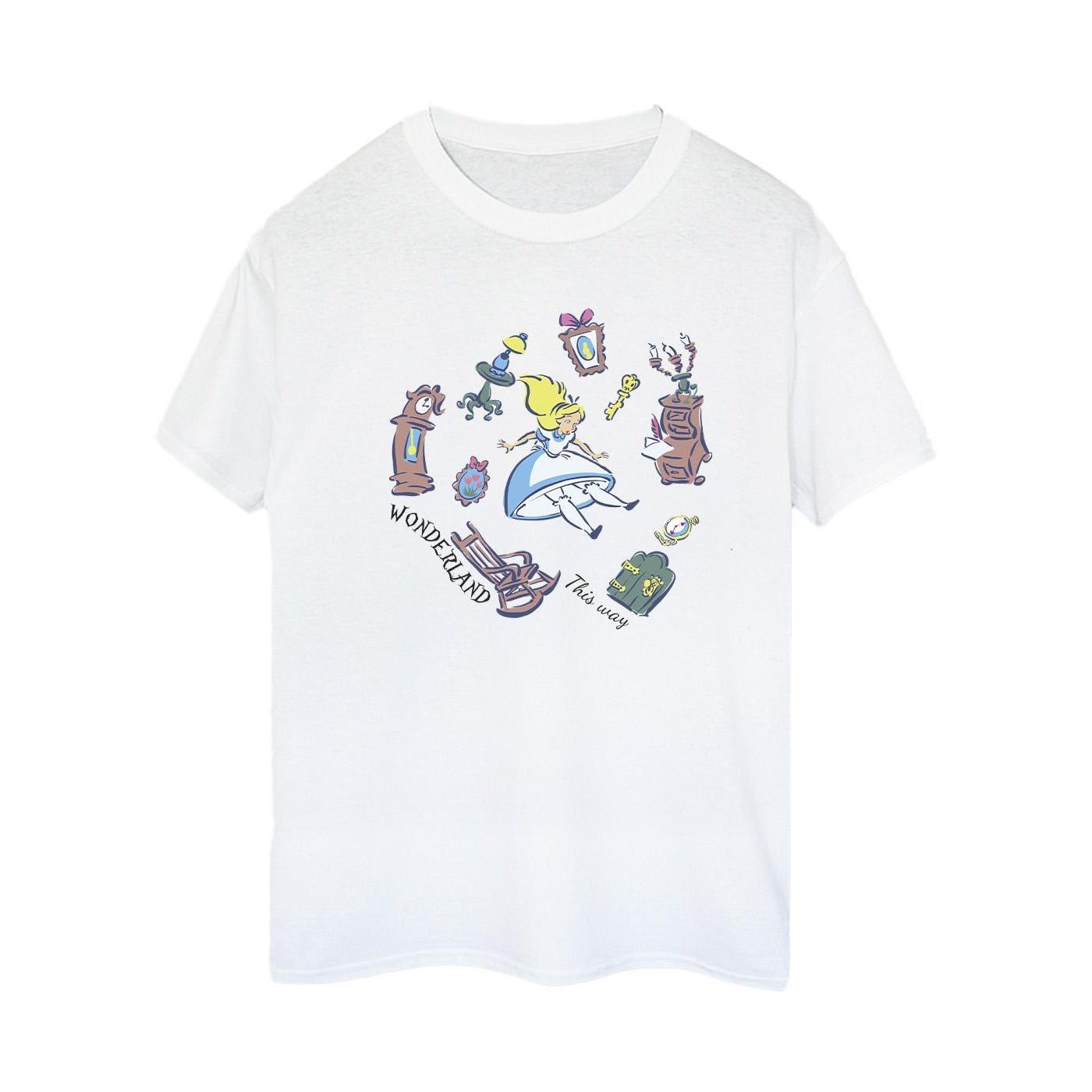 Image of Alice In Wonderland Falling Tshirt Damen Weiss L