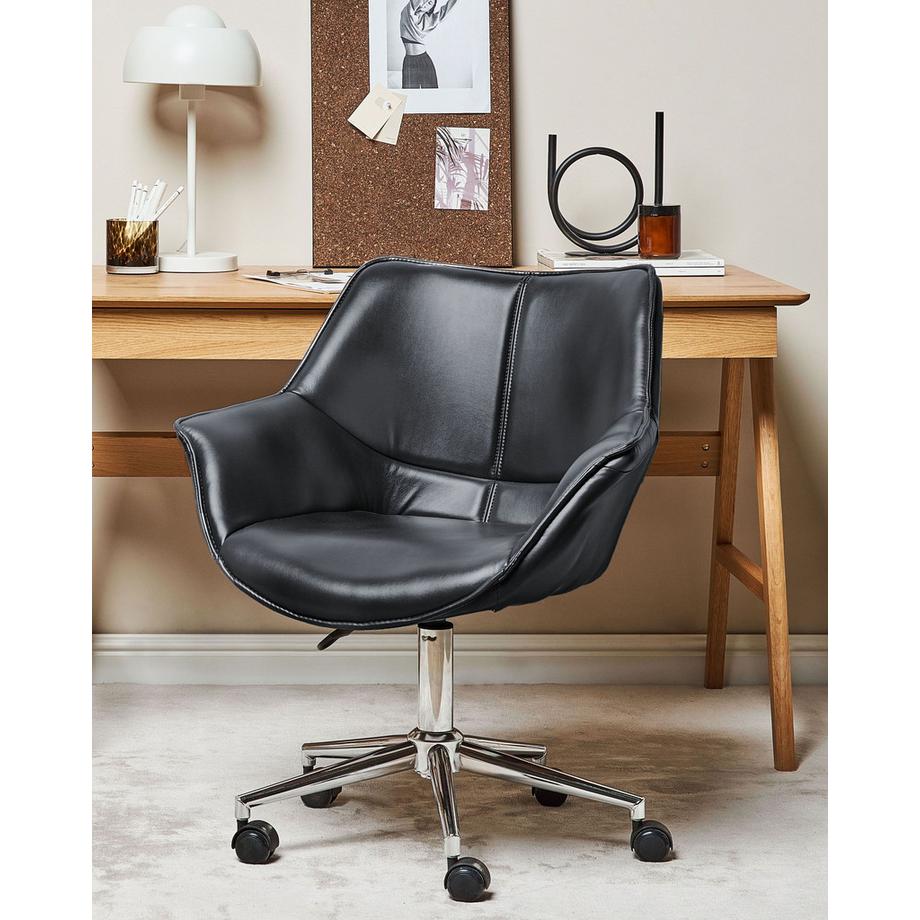 Beliani Sedia da scrivania en Pelle sintetica Retrò NEWDALE  