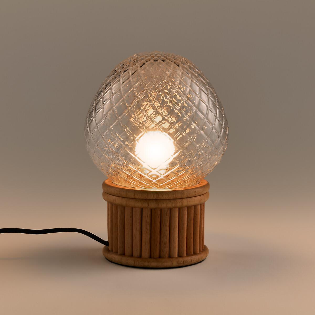 La Redoute Intérieurs Lampe à poser bois et verre ciselé  