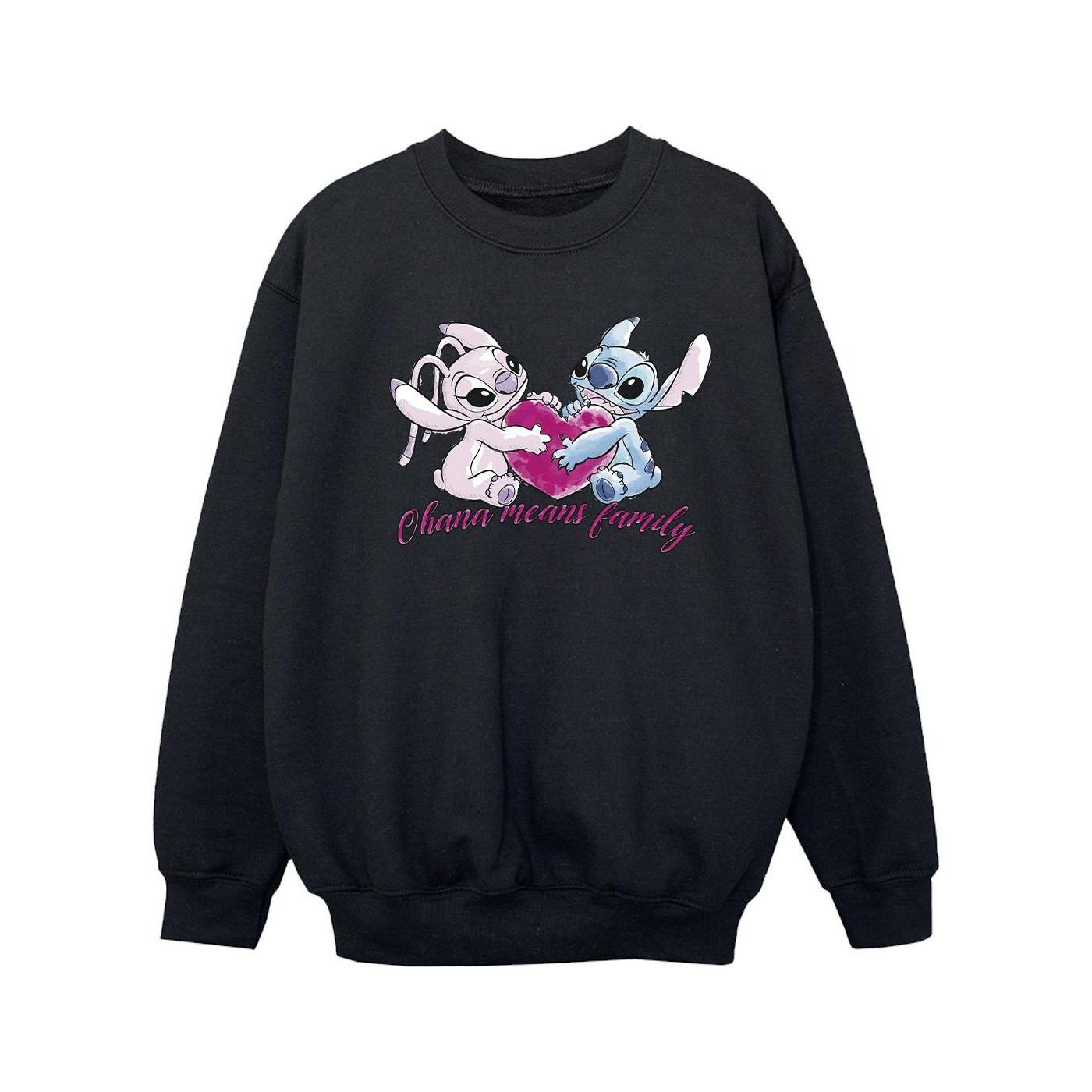Image of Lilo And Stitch Ohana Heart With Angel Sweatshirt Mädchen Schwarz 152-158