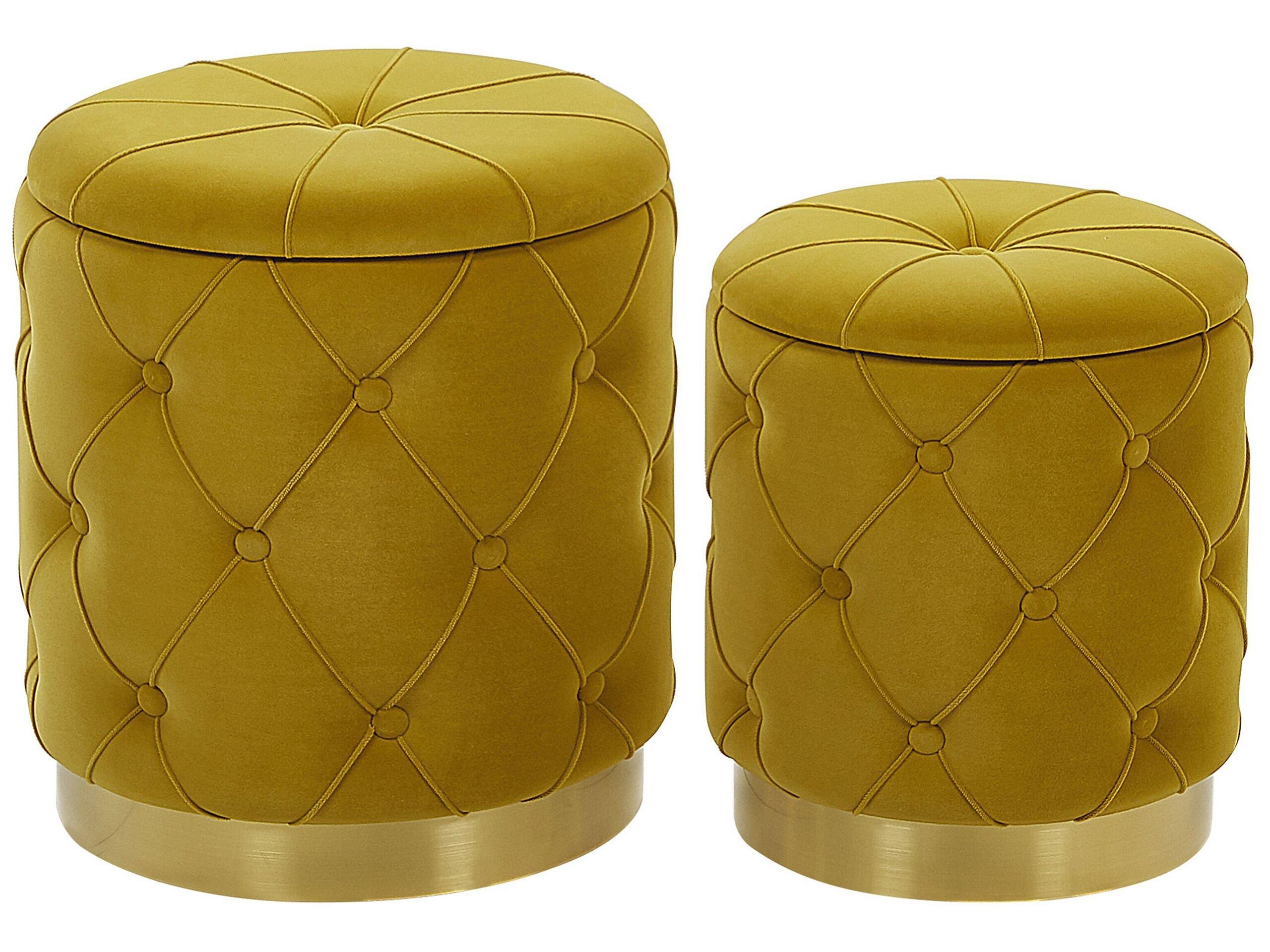 Beliani Pouf en Velours Glamour PUEBLO  