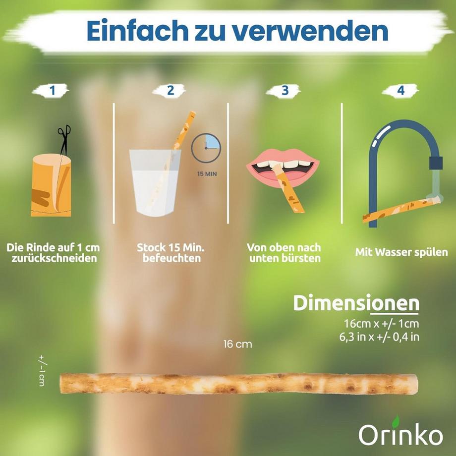 Orinko  Miswak Natürliche Zahnbürste 5er-Pack inkl. Reisehülle 