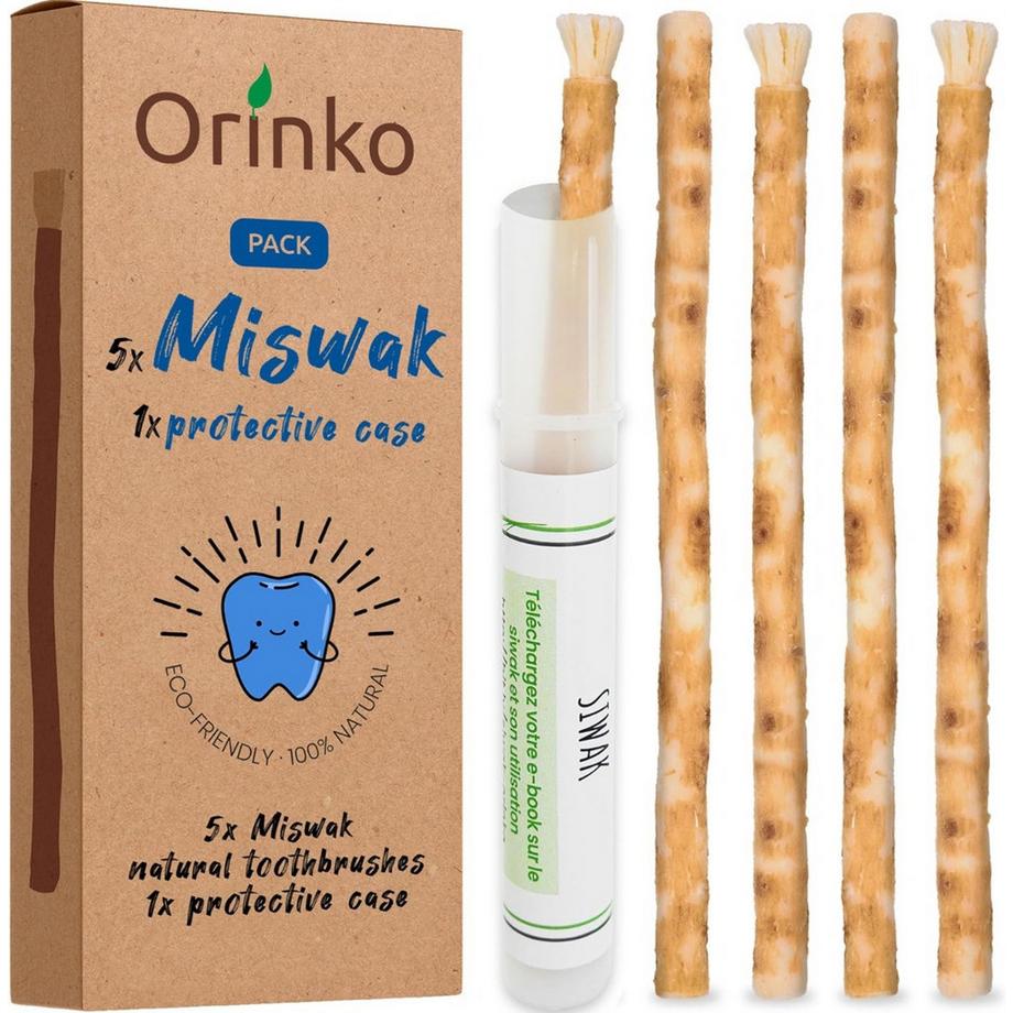 Miswak Natürliche Zahnbürste 5er-Pack inkl. Reisehülle