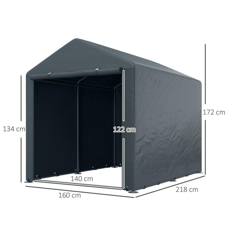 Northio Tente de garage, tente de rangement 1,6 x 2,18 x 1,72 m avec protection UV, porte zippée, garage en film hydrofuge pour outils de jardin  