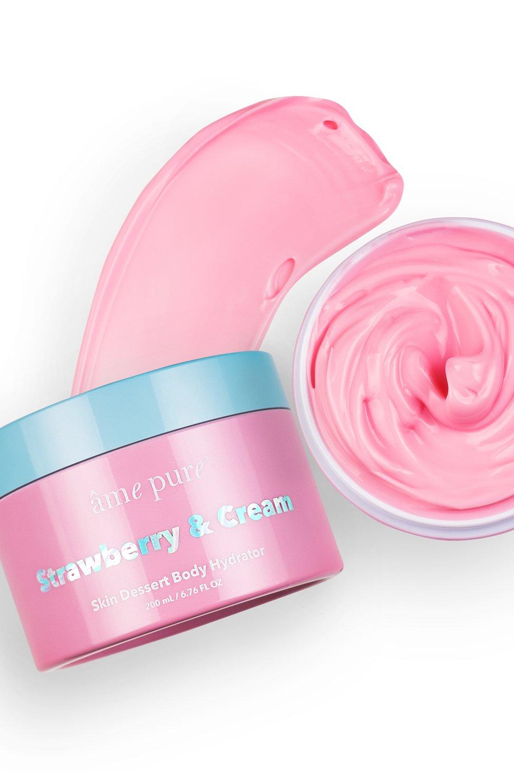 âme pure  Strawberry & Cream | Skin Dessert - Crème hydratante pour le corps / délicieux parfum de fraises sucrées avec de la crème fouettée 