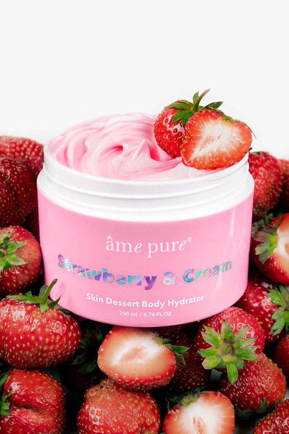 âme pure  Strawberry & Cream | Skin Dessert - Crème hydratante pour le corps / délicieux parfum de fraises sucrées avec de la crème fouettée 