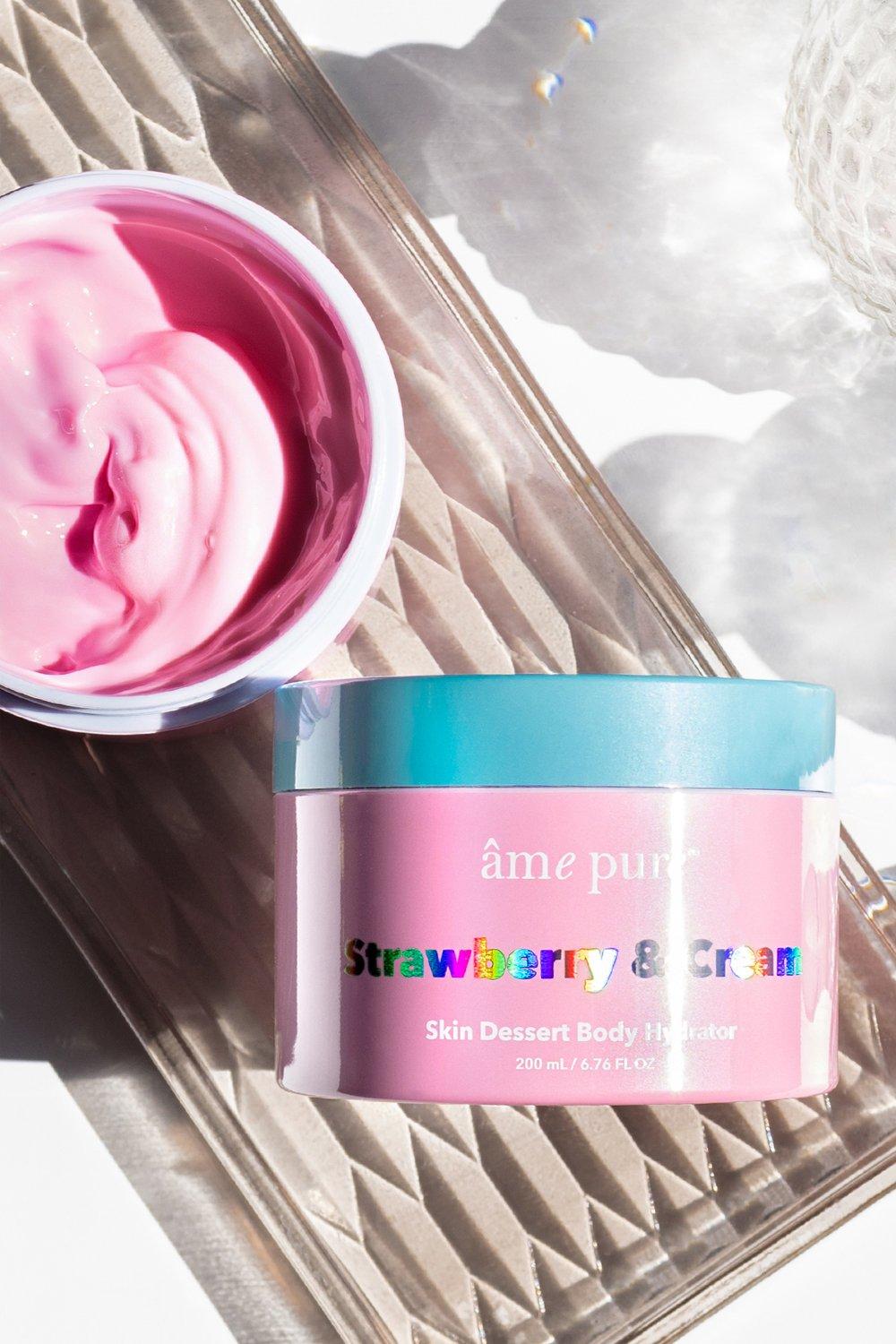 âme pure  Strawberry & Cream | Skin Dessert - Crème hydratante pour le corps / délicieux parfum de fraises sucrées avec de la crème fouettée 