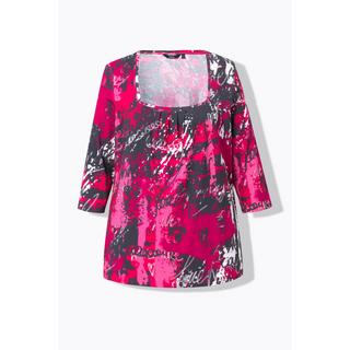 Ulla Popken  Shirt, A-Linie, Zierfalten, Carree-Ausschnitt, 3/4-Arm 