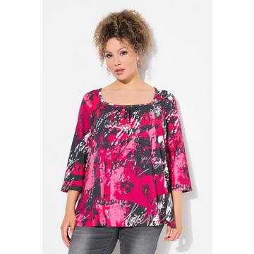 Shirt, A-Linie, Zierfalten, Carree-Ausschnitt, 3/4-Arm