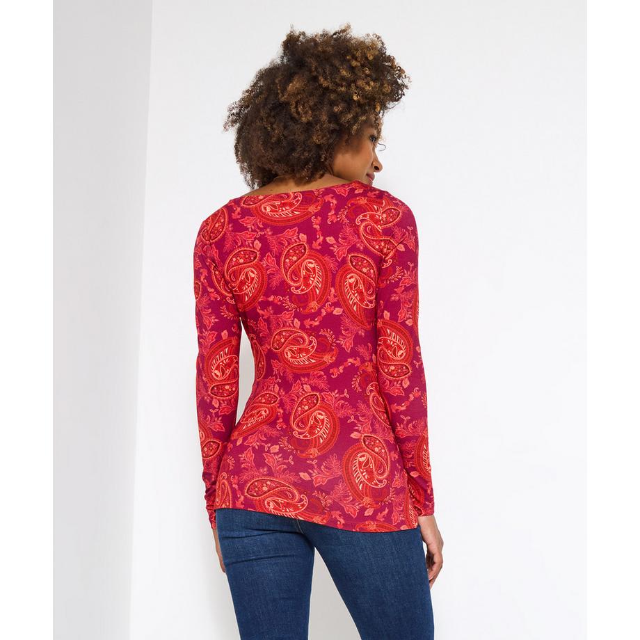 Joe Browns Maglia Maniche Lunghe Stampa Paisley Dettagli Bottoni  