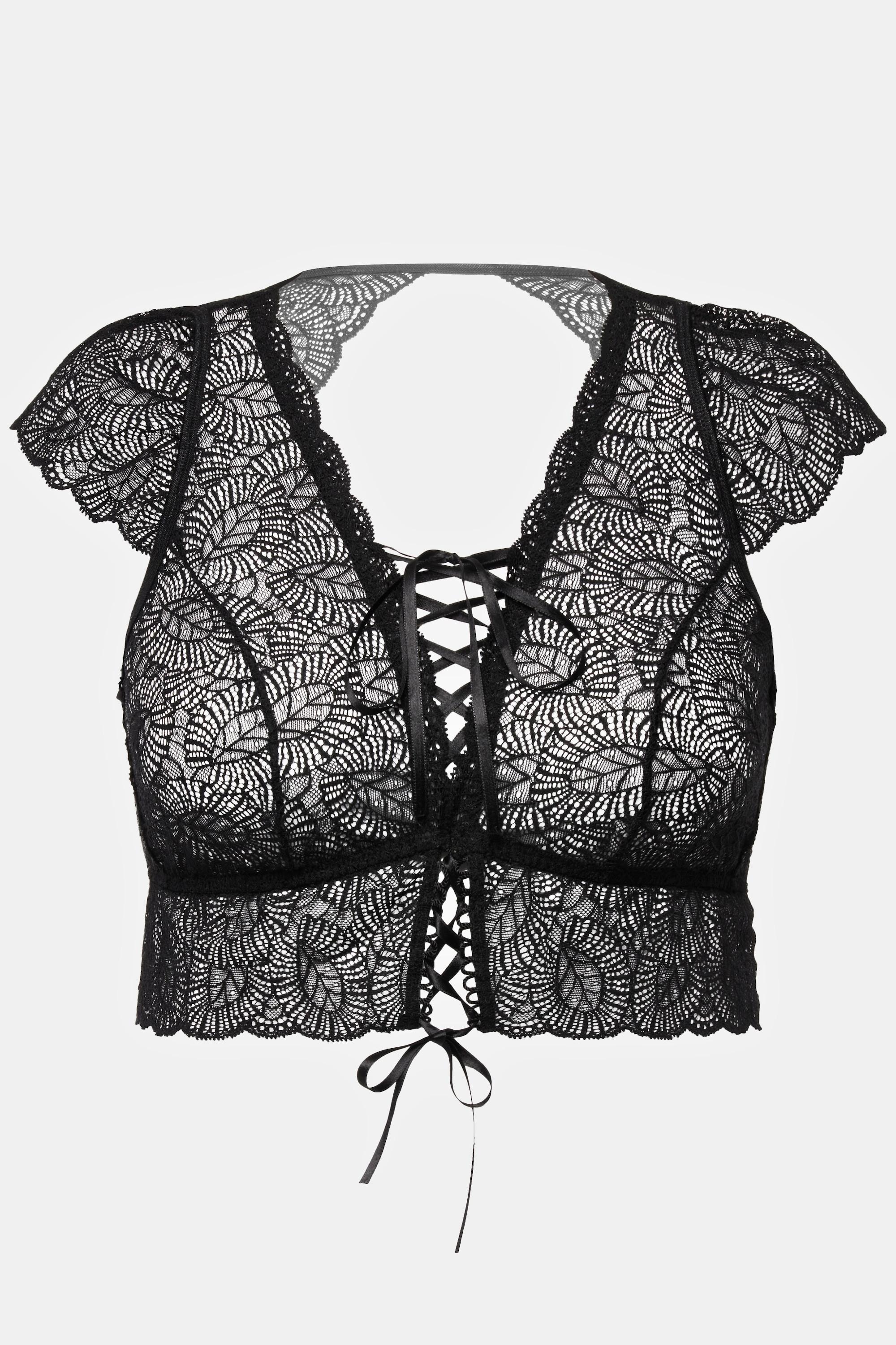 Ulla Popken  Brassière à manches courtes, laçage 