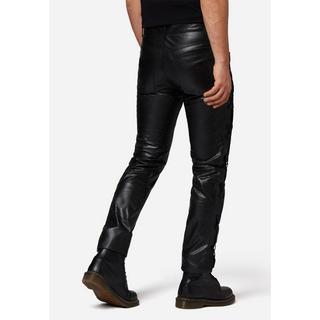 RICANO  Pantalon en cuir pour hommes S/L Jeans Büffel Nappa, de style motard et de style à cinq poches avec lacets. 