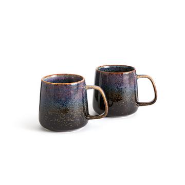 Lot de 2 mugs en grès émail réactif