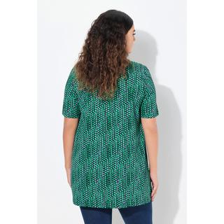 Ulla Popken  T-shirt long, motifs petits points, décolleté carré et manches courtes, coupe évasée 