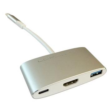 LC-HUB-C-MULTI-4 Schnittstellen-Hub USB 3.2 Gen 1 (3.1 Gen 1) Type-C Silber, Weiß