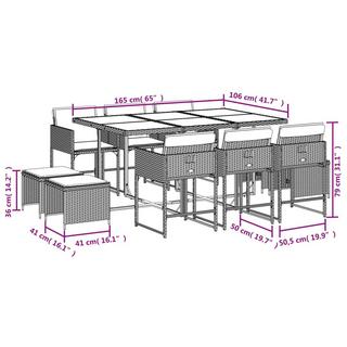 VidaXL Ensemble de salle à manger de jardin rotin synthétique  