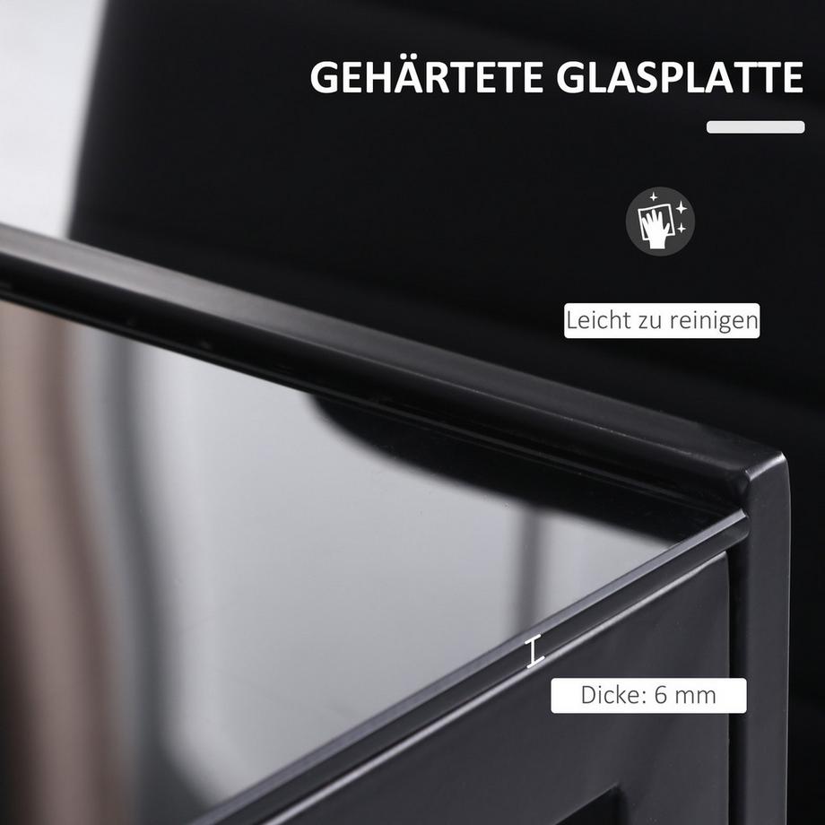 Northio Led Table À Manger Table De Cuisine Pour 4 Personnes Verre Trempé Métal Noir 120X60X75Cm  