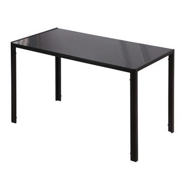 Led Table À Manger Table De Cuisine Pour 4 Personnes Verre Trempé Métal Noir 120X60X75Cm